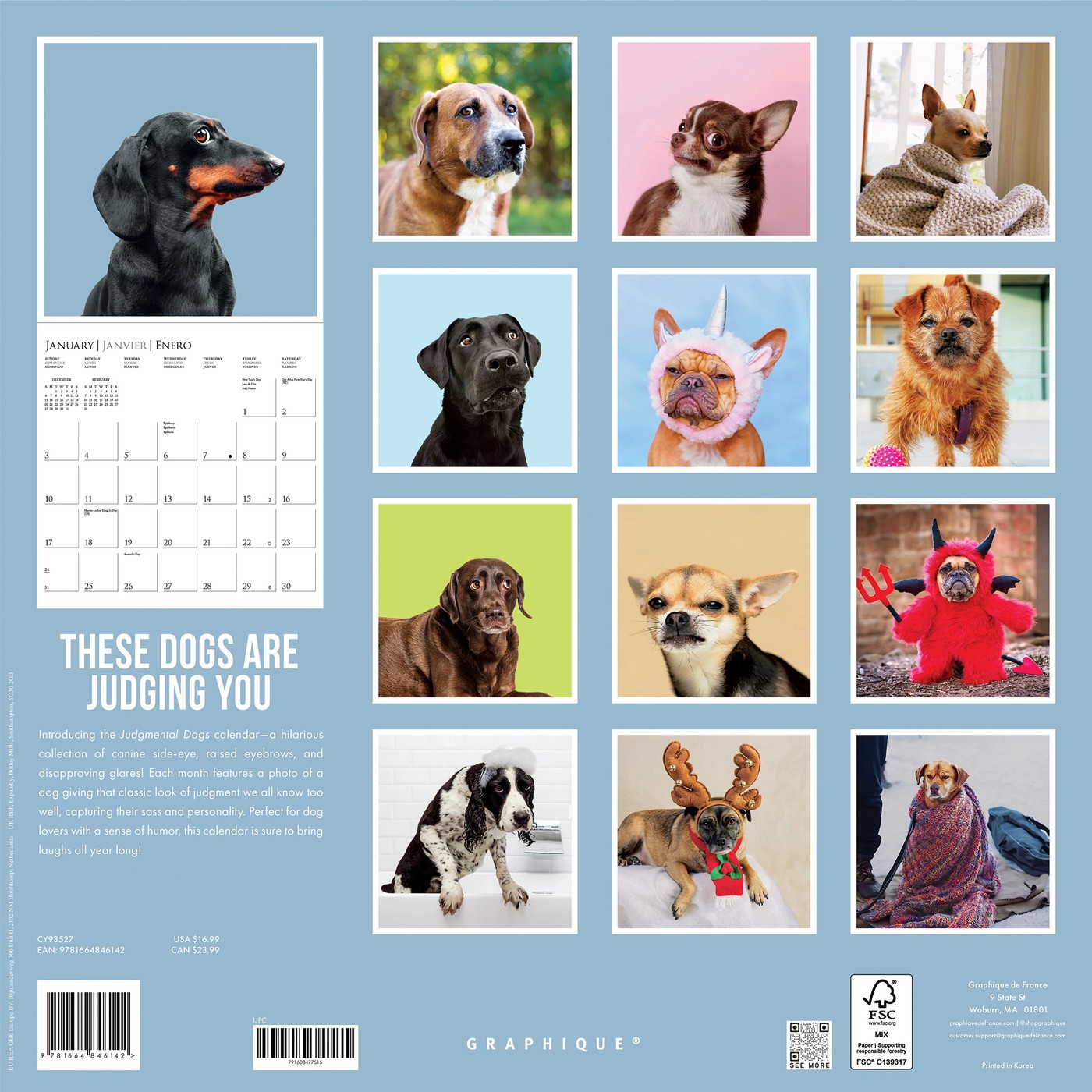 2027 16-Month Calendar - Dogs, Assorted 4 of 6