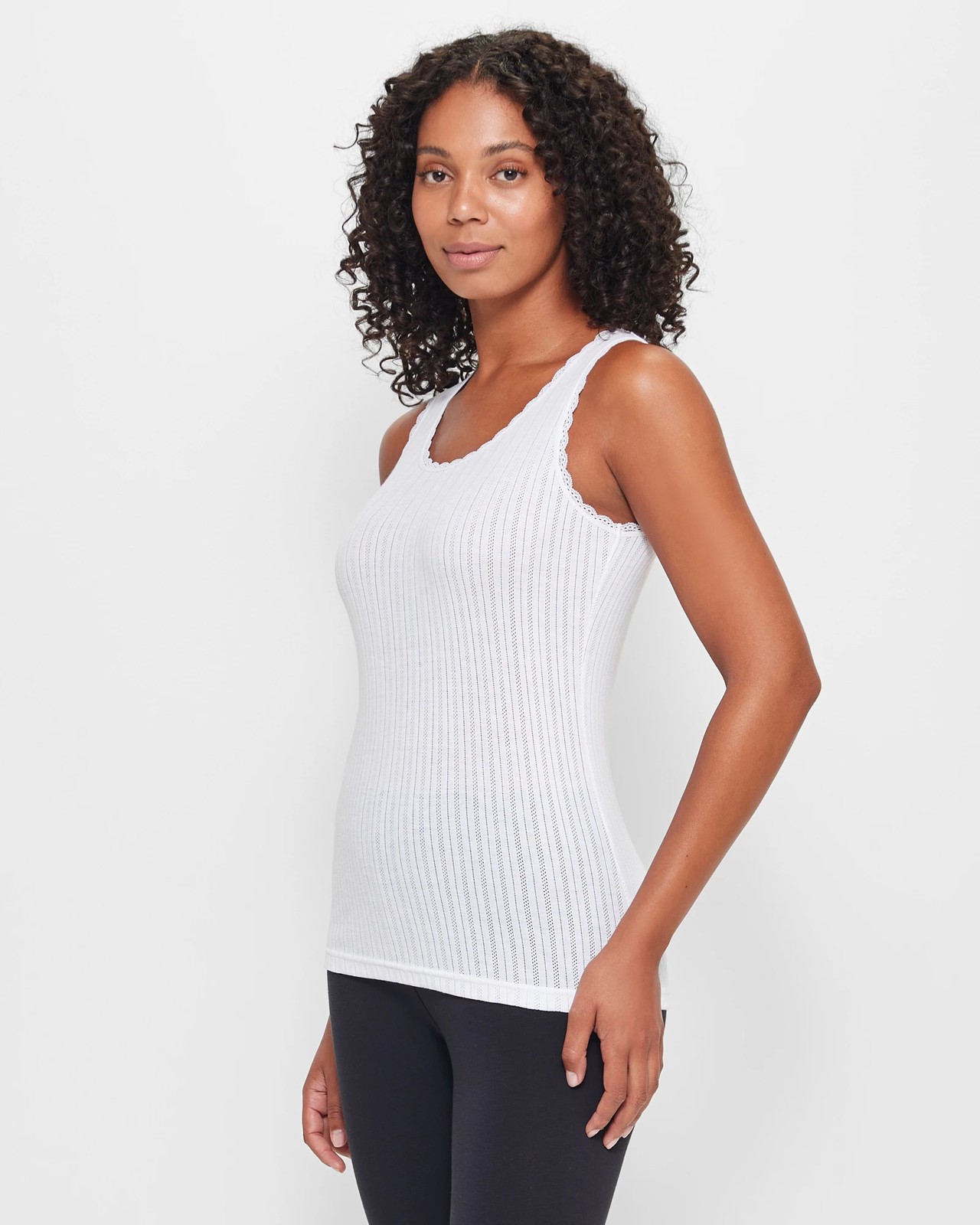 Thermal Pointelle Brushed Vest - White | Target Australia