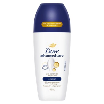Dove Advanced Care Original Antiperspirant Deodorant Roll-On 50ml - Pro-Ceramide and Calendula