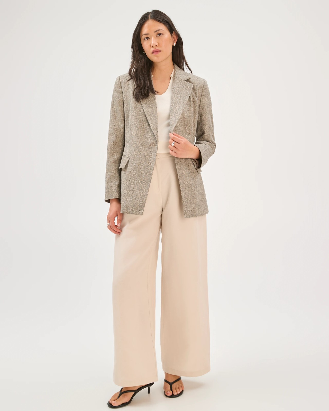 Preview Asymmetrical Herringbone Blazer 3 of 6