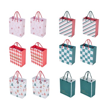 4 Pack Christmas Gift Bags, Small, Assorted - Anko