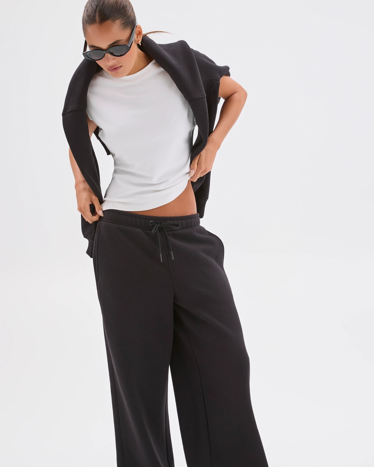 Lily Loves Australian Cotton Blend Wide Leg Trackpants - Black 4 of 6