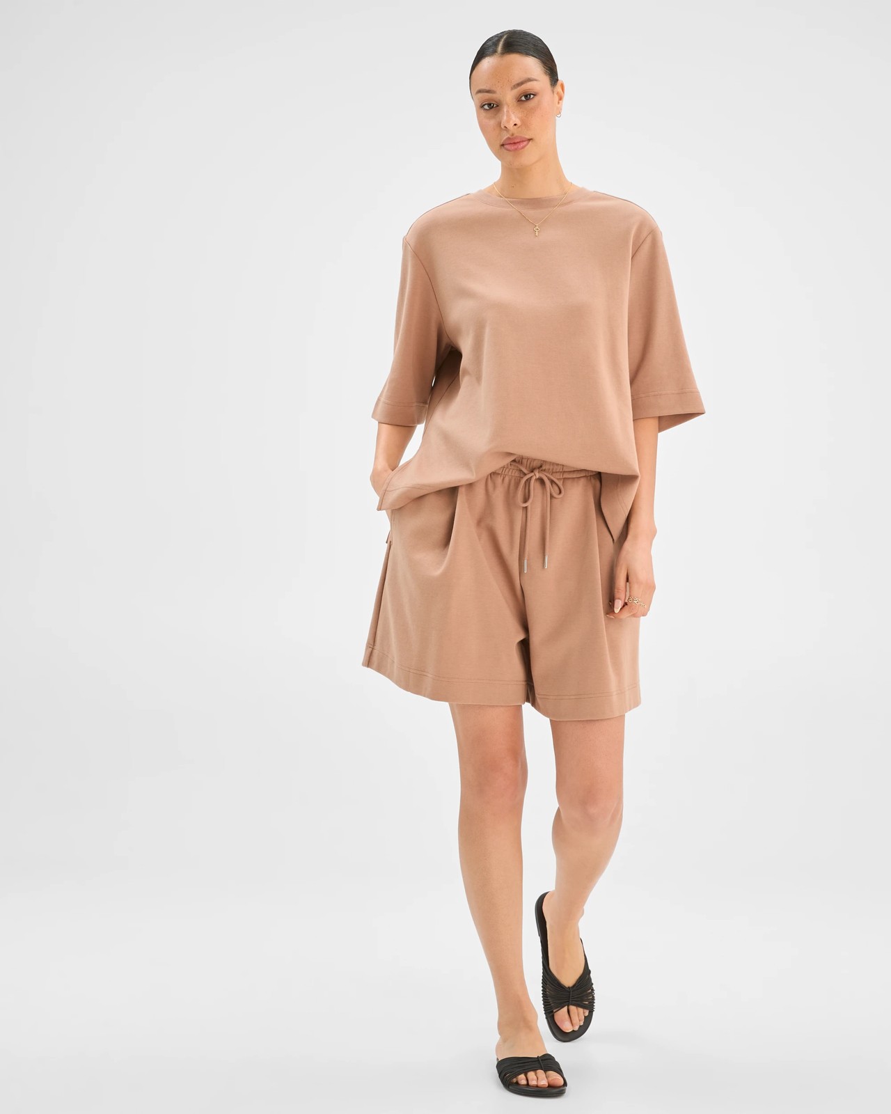 Australian Cotton Blend Relaxed Drape Shorts - Amphora 3 of 6