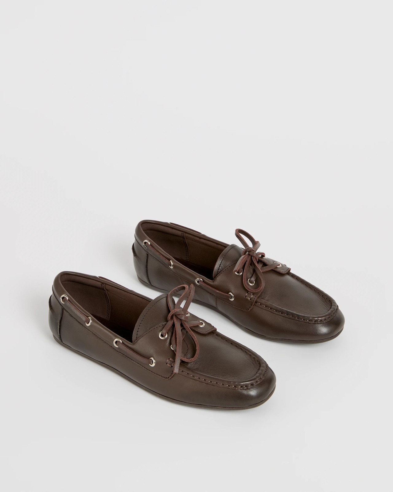 Genuine Suede Leather Boat Shoes - Chocolate 2 of 3