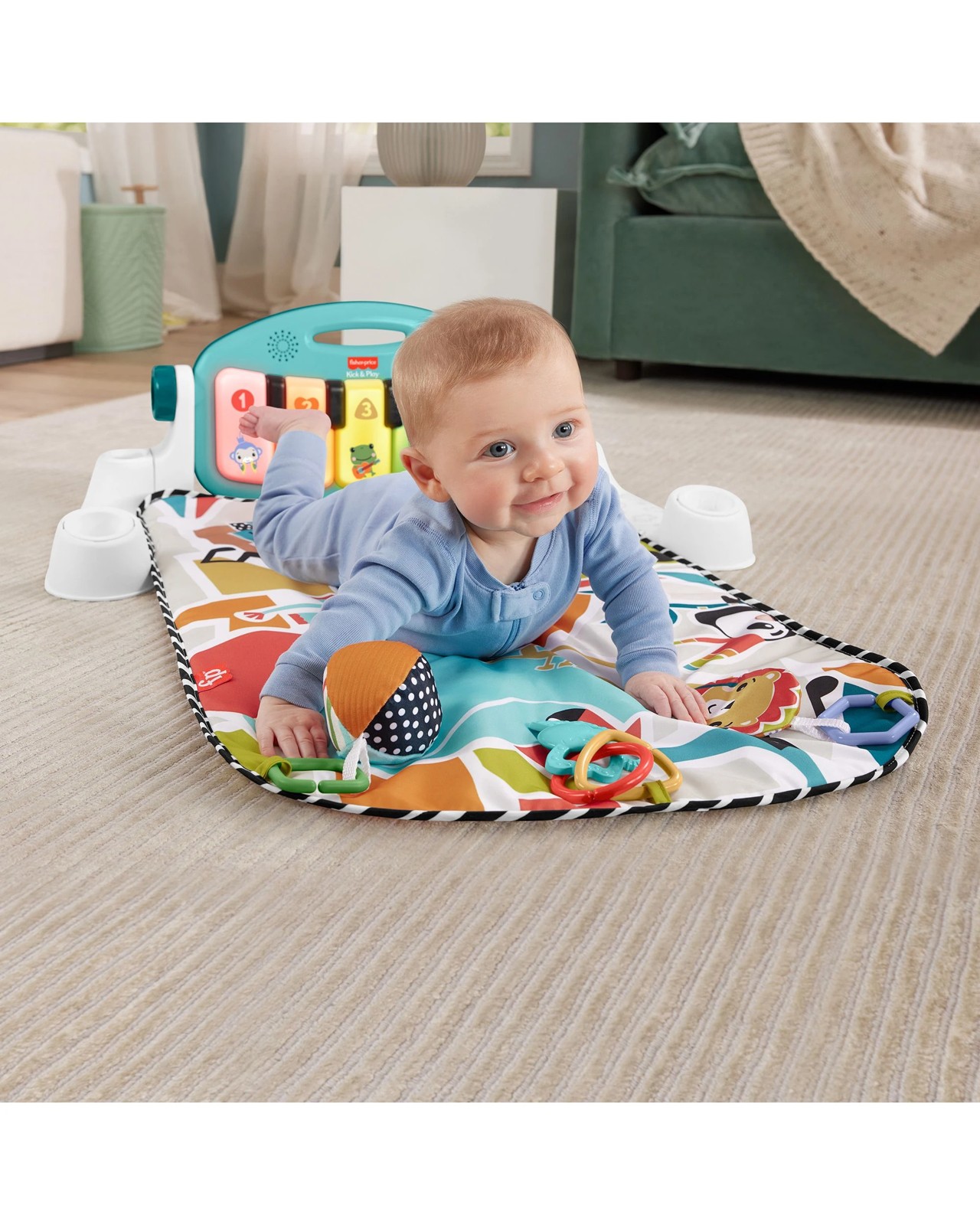 Fisher-Price Glow & Grow Kick & Play Blue Piano Gym 5 of 6