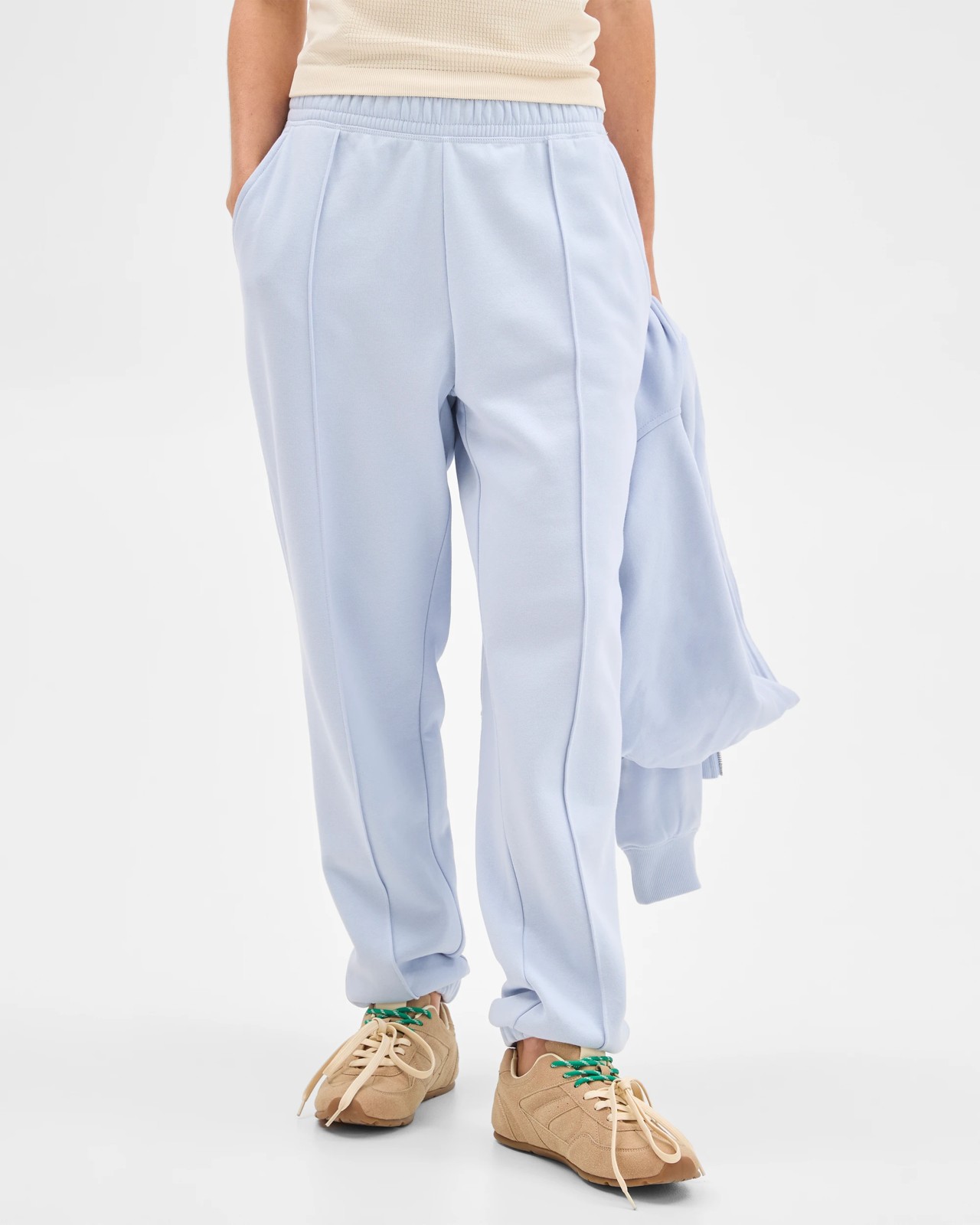 Active Australian Cotton Blend Fleece Trackpants - Ice Blue/Pintuck 2 of 6