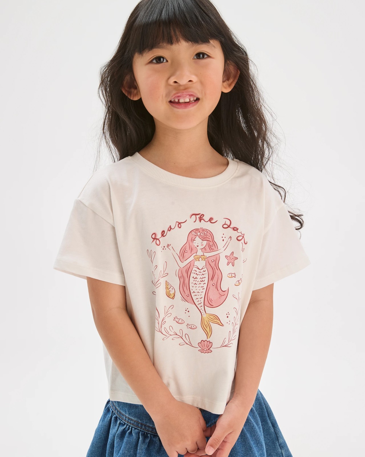 Australian Cotton Oversized T-Shirt - Mermaid Placement White 3 of 6