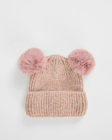 Metallic Double Pom Pom Beanie