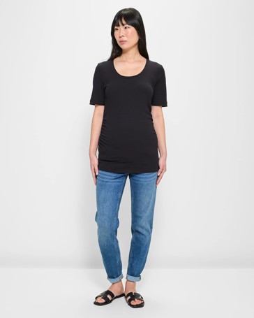 Maternity Ribbed Scoop Neck T-Shirt