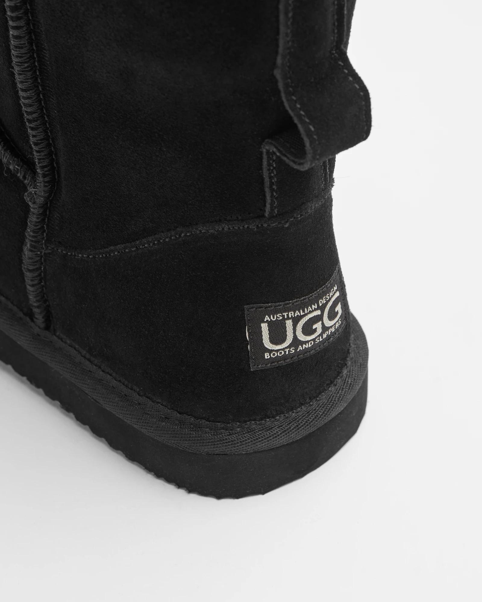 Mens Sheepskin and Leather Slipper Boot Black