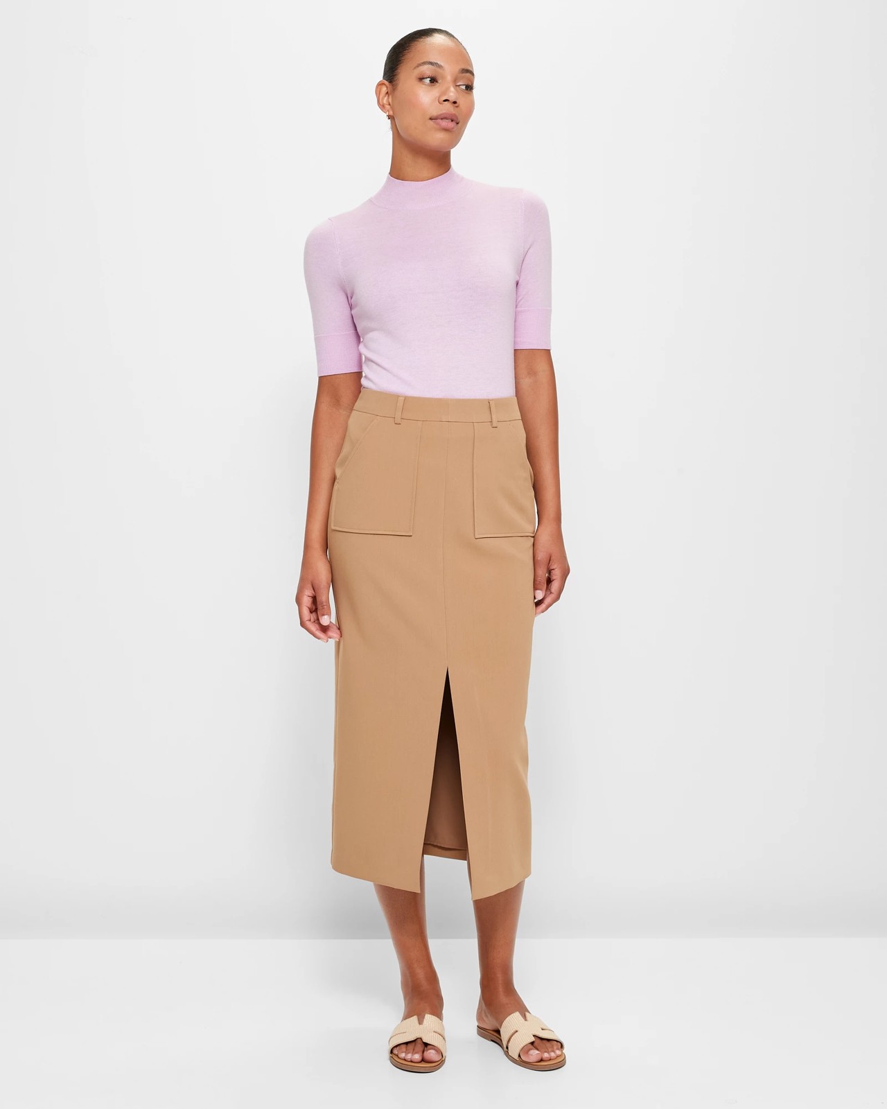 Wool Blend Knit Mock Neck Blouse - Preview | Target Australia