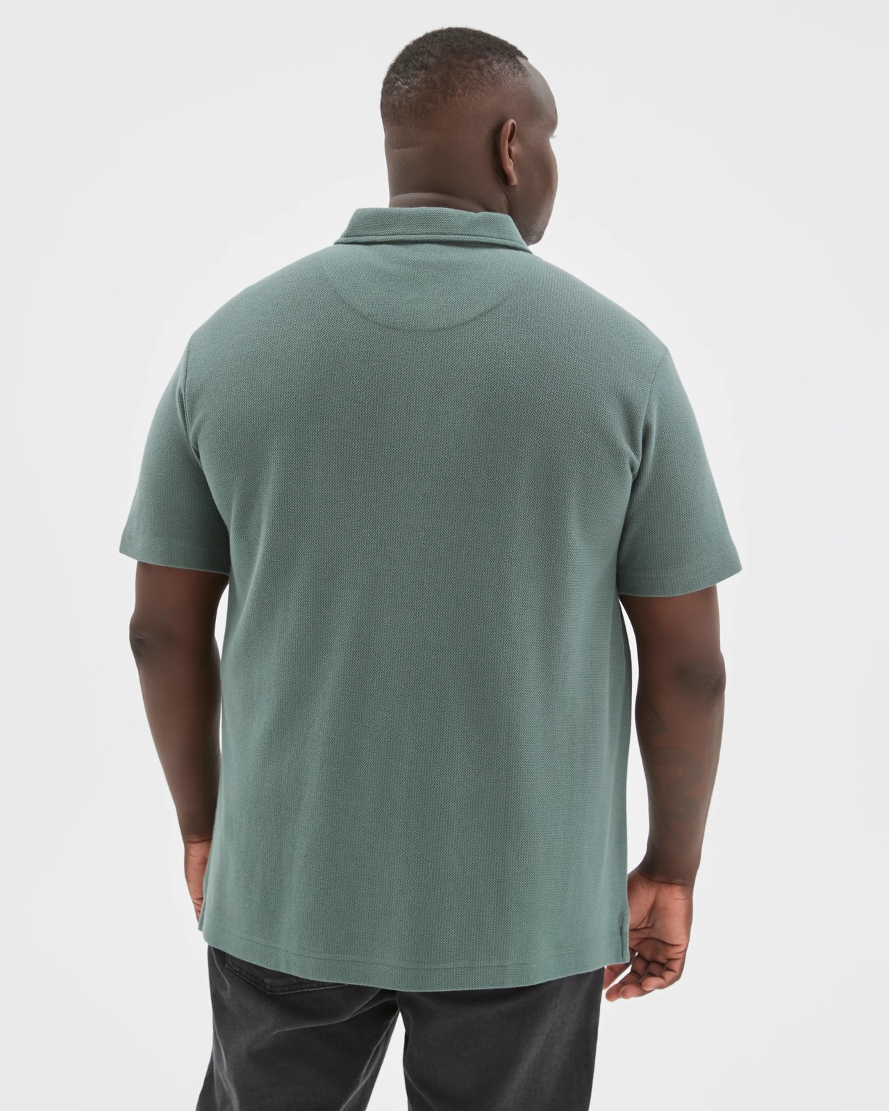 Plus Size Australian Cotton Textured Polo Top - Balsam Green 6 of 6