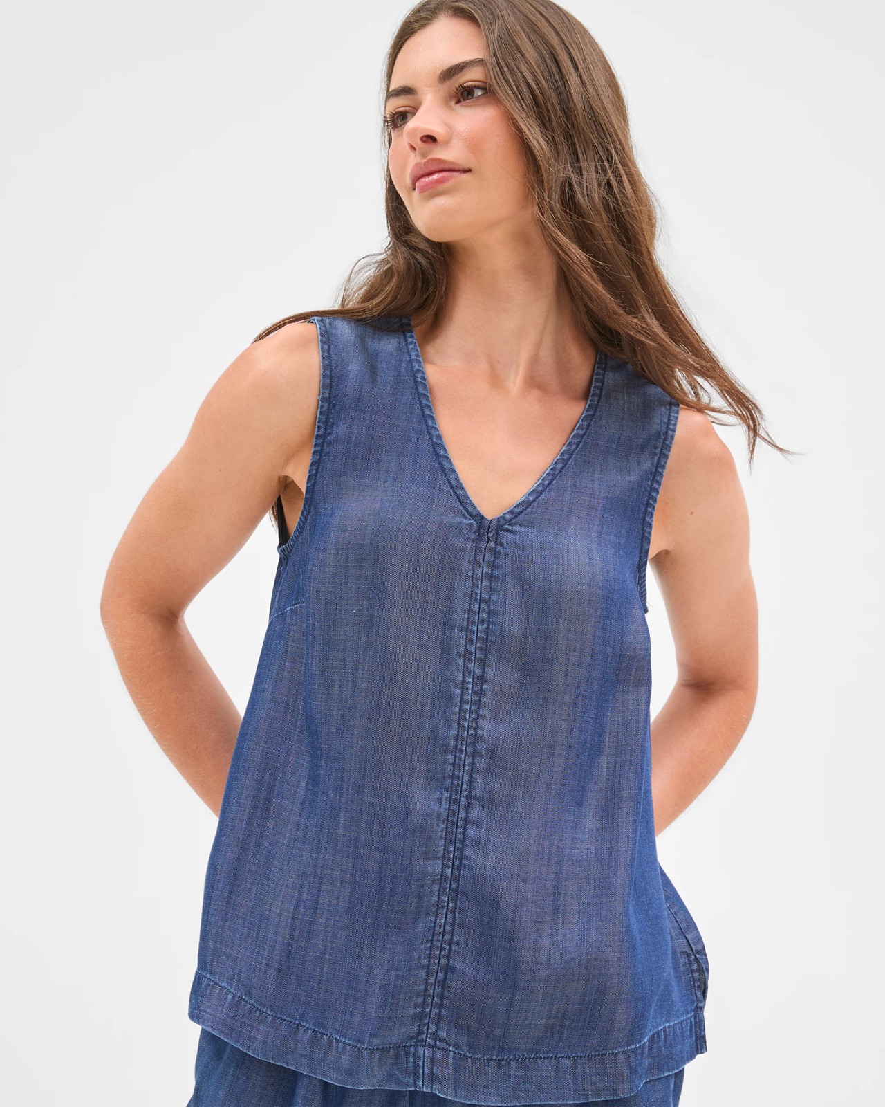 Petites Lyocell Sleeveless Woven Top 4 of 6
