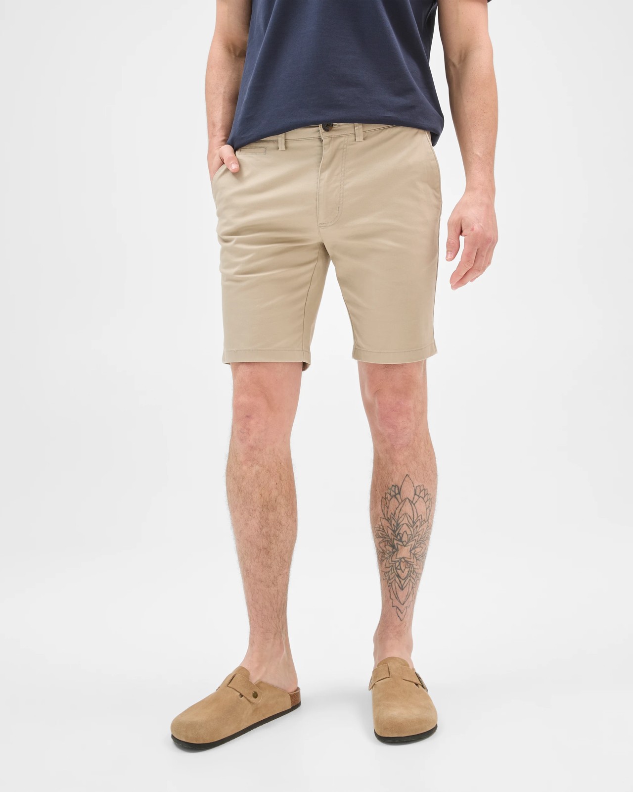 Australian Cotton Slim Chino Shorts - Stone 3 of 6