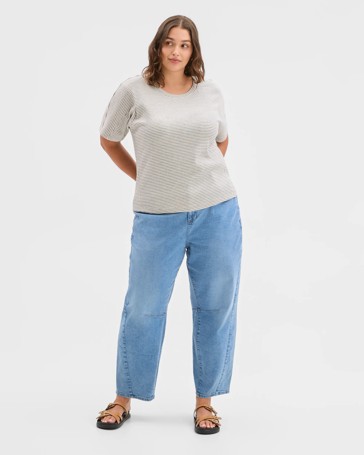 Plus Size Spliced Boxy Textured T-Shirt