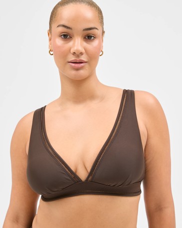 Shape Your Body Resort Ladder Trim V Neck Matte Micro Swim Bikini Top
