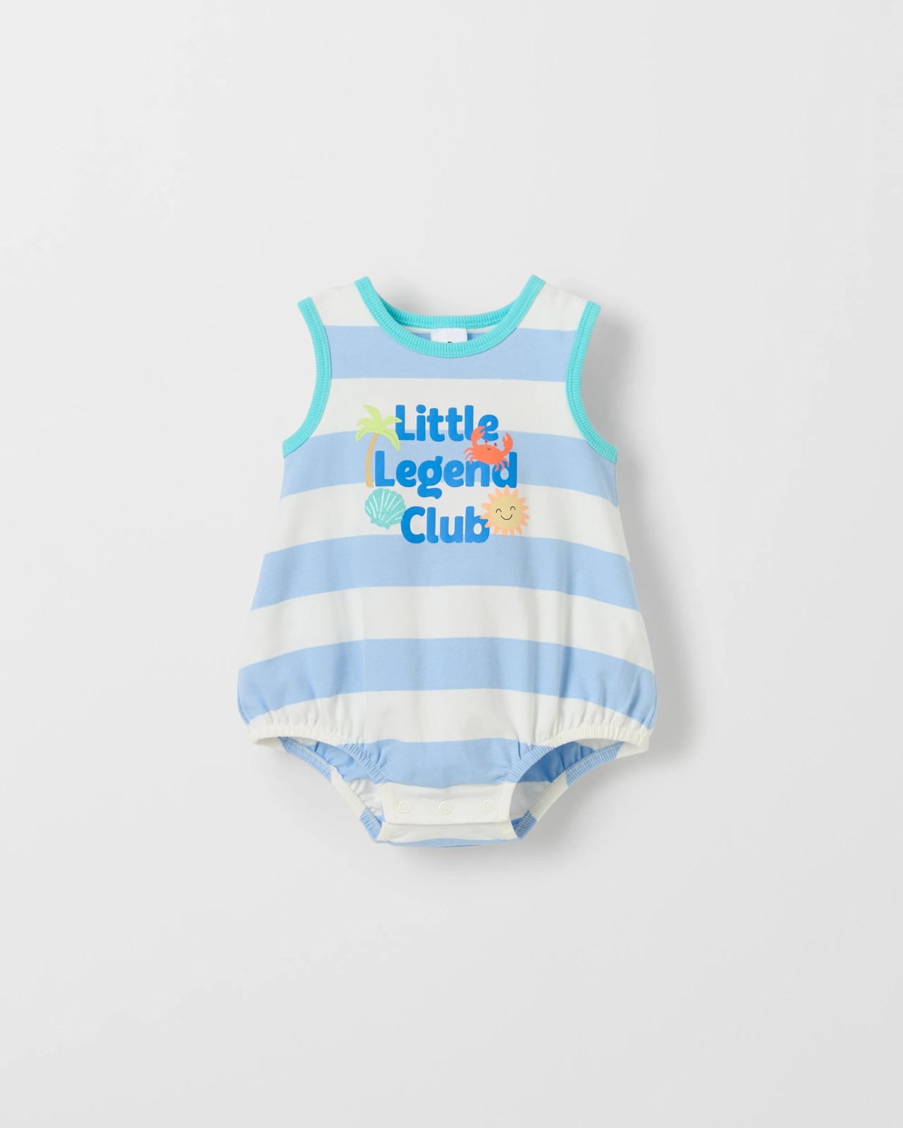 Baby Organic Cotton Sleeveless Bubble Bodysuit - Blue Legend Stripe 4 of 5