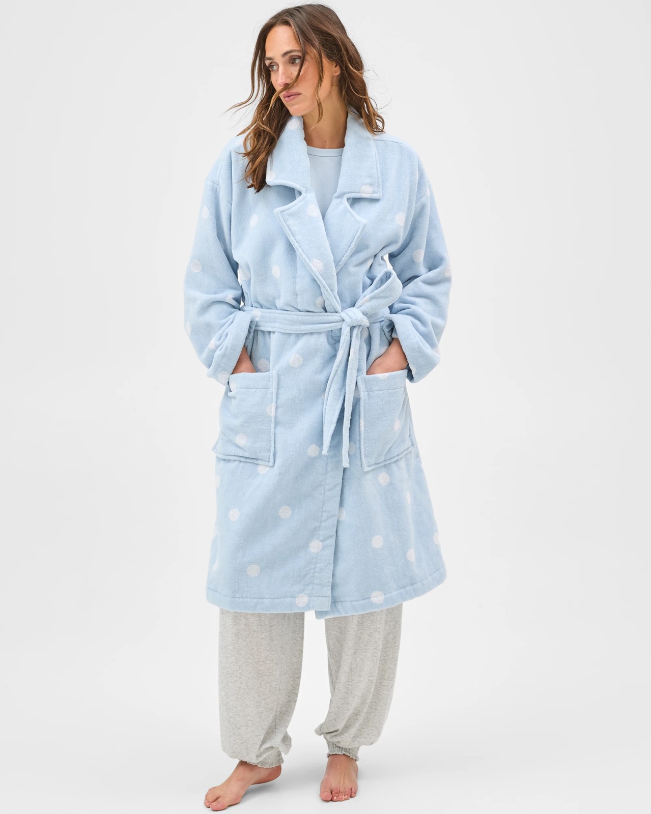Australian Cotton Towelling Robe - Blue Spot 2 of 5