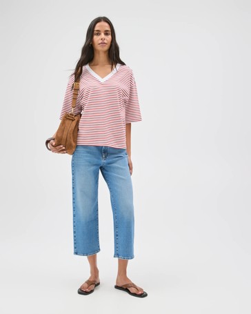 Tara Slim Fit Straight Leg Cropped Denim Jeans