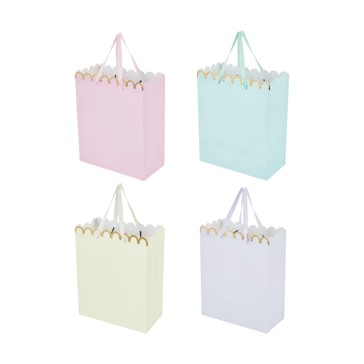 4 Pack Multi Pastel Scalloped Gift Bags, Large - Anko