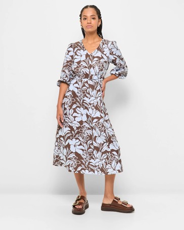Petites European Linen Midi Dress