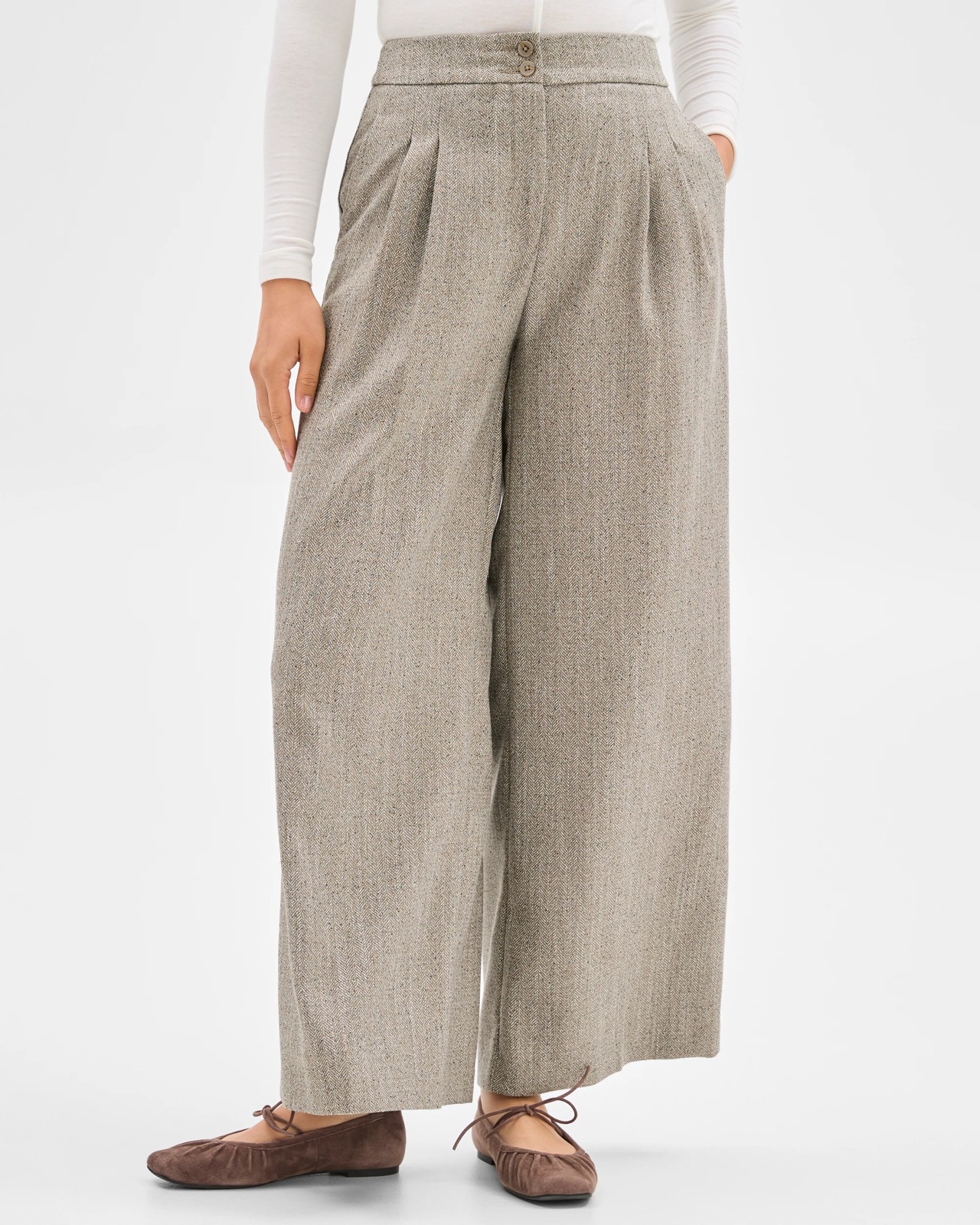 Preview Herringbone Wide Leg Pants 2 of 5