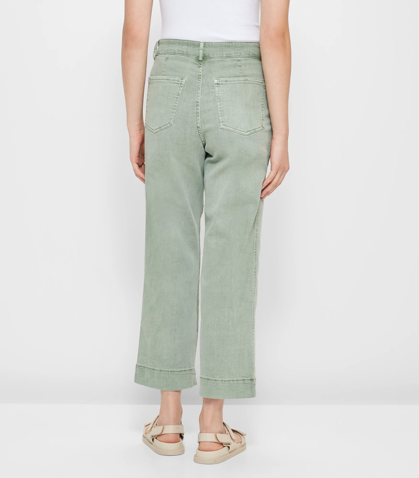 Stretch Wide Leg Twill Pants - Sage Green | Target Australia