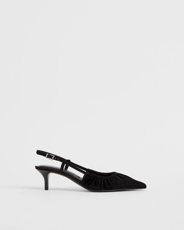 Kaia Genuine Suede Leather Gathered Kitten Heel