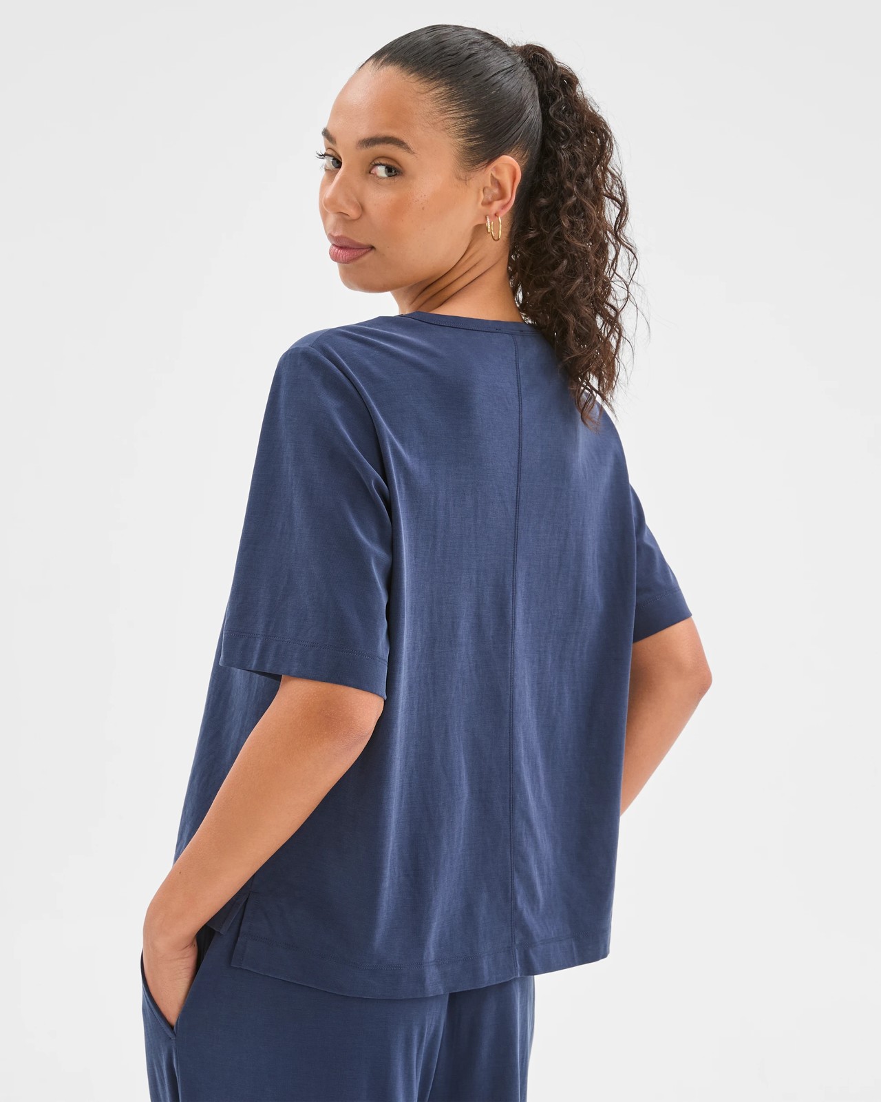 Relaxed Drape T-Shirt - Navy 6 of 6