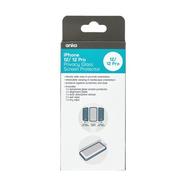 iPhone 12/12 Pro Privacy Hardened Glass Screen Protector - Anko