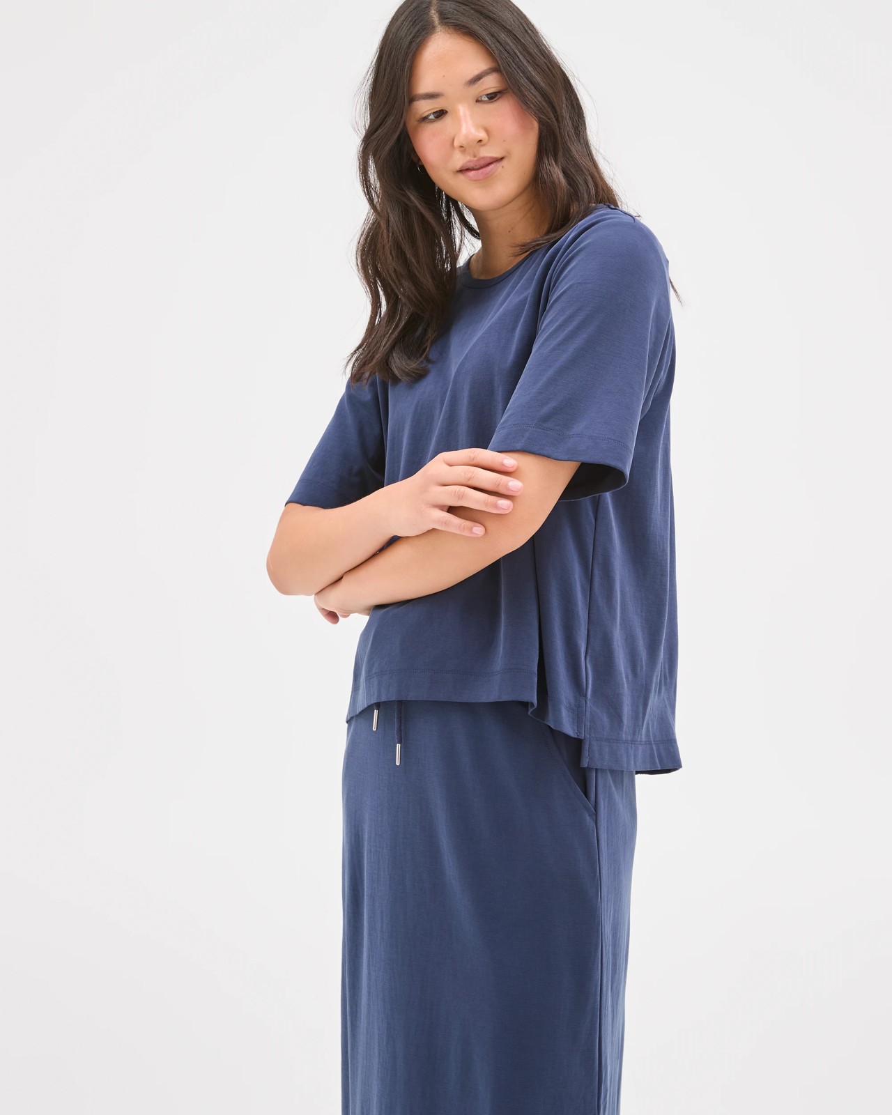 Relaxed Drape T-Shirt - Navy 2 of 5