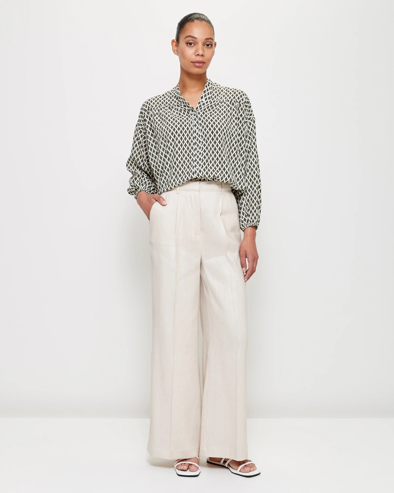 Gathered Button Through Blouse - Preview 2 of 5