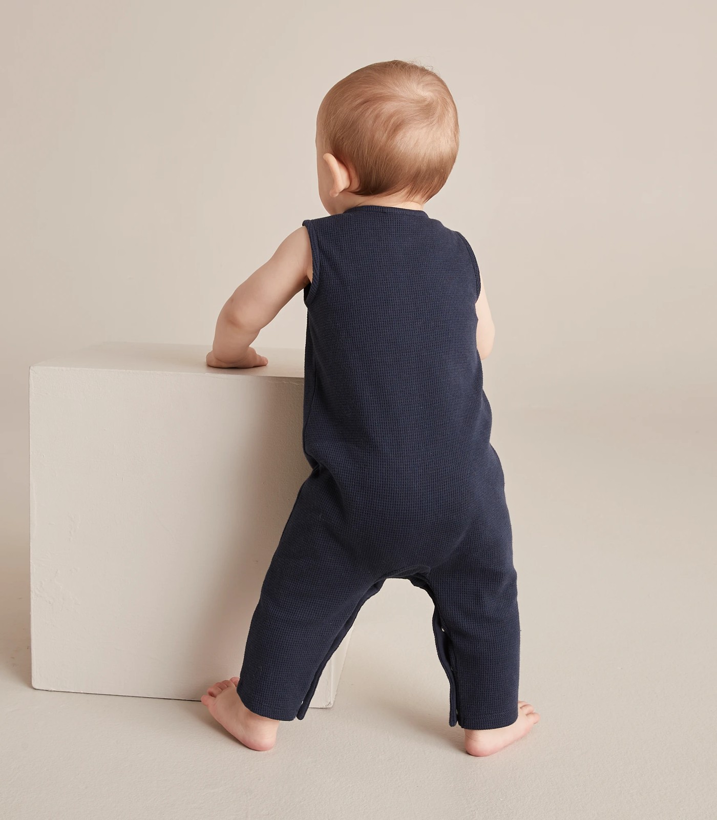 Baby Organic Cotton Henley Waffle Romper 4 of 6