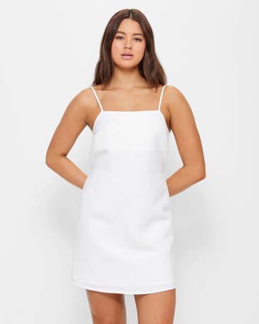 European Linen Blend Strappy Mini Dress - Lily Loves