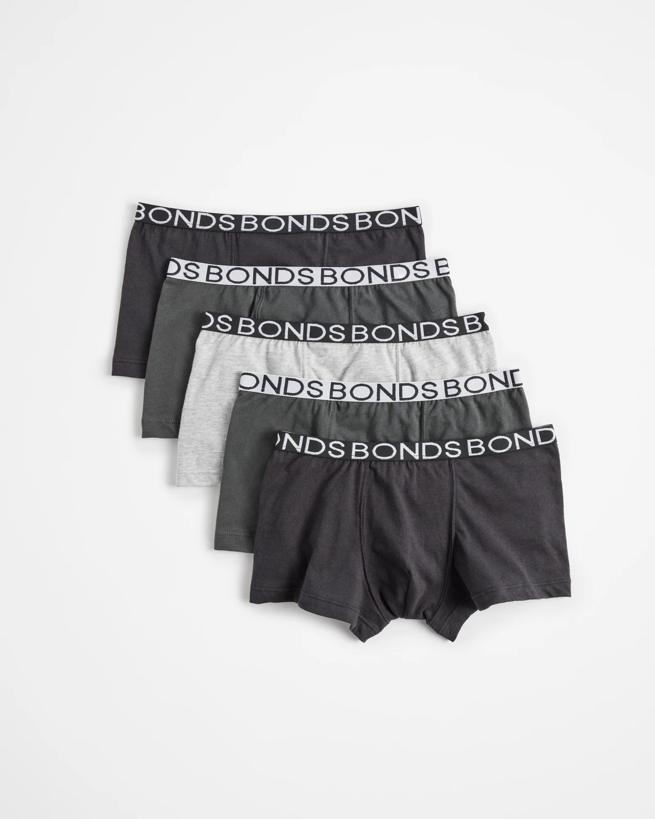 Bonds Boys Trunks 5 Pack - Grey / Multi