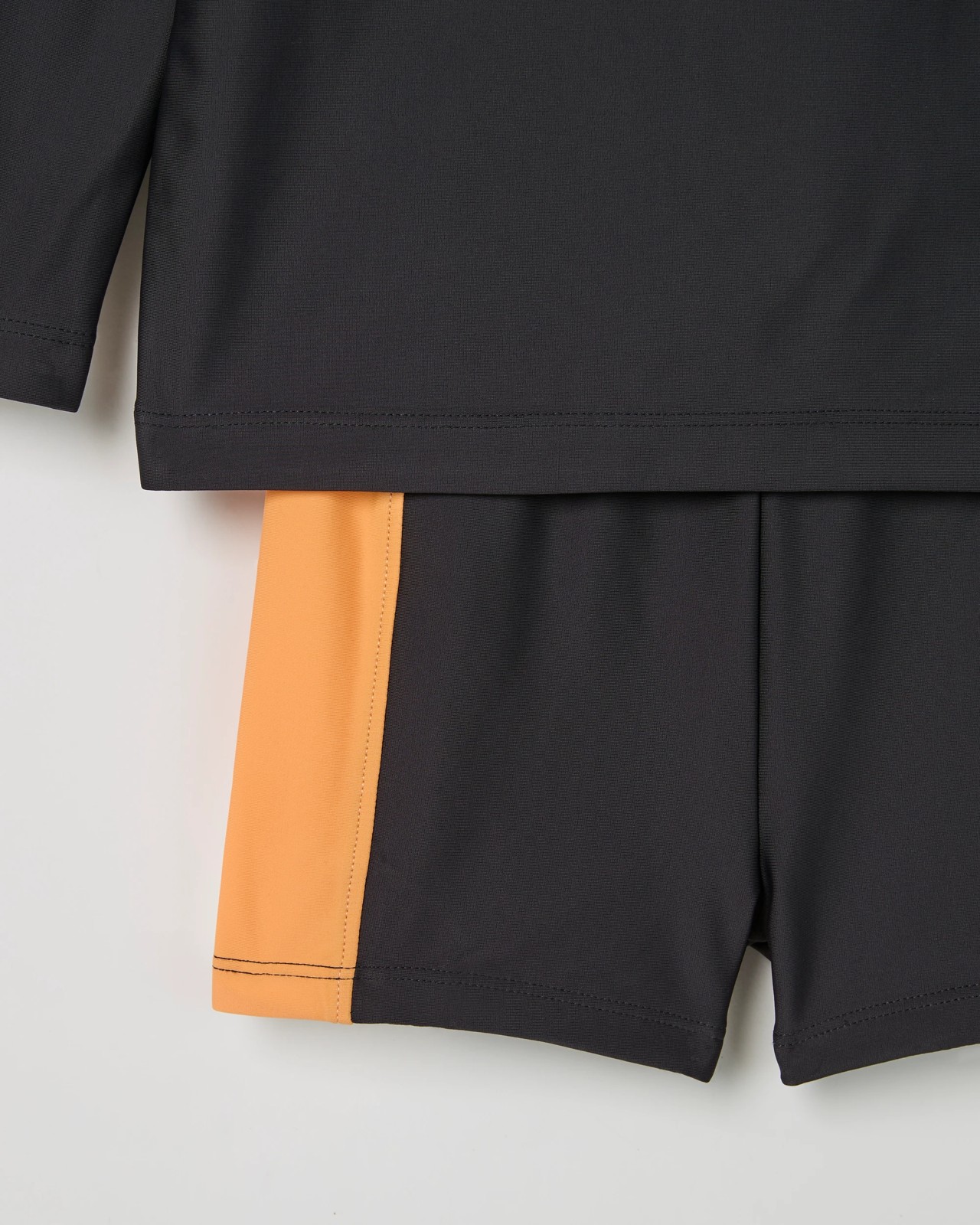 Long Sleeve Rash Vest and Trunks Swim Set - Charcoal / Orange 3 of 3