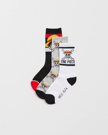 One Piece 3 Pack Older Boys Quarter Crew Socks