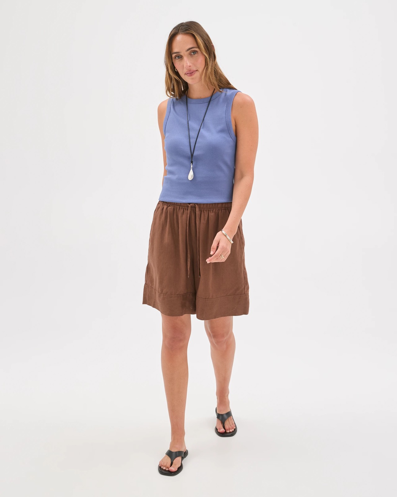 European Linen Long Shorts - Warm Brown 2 of 5