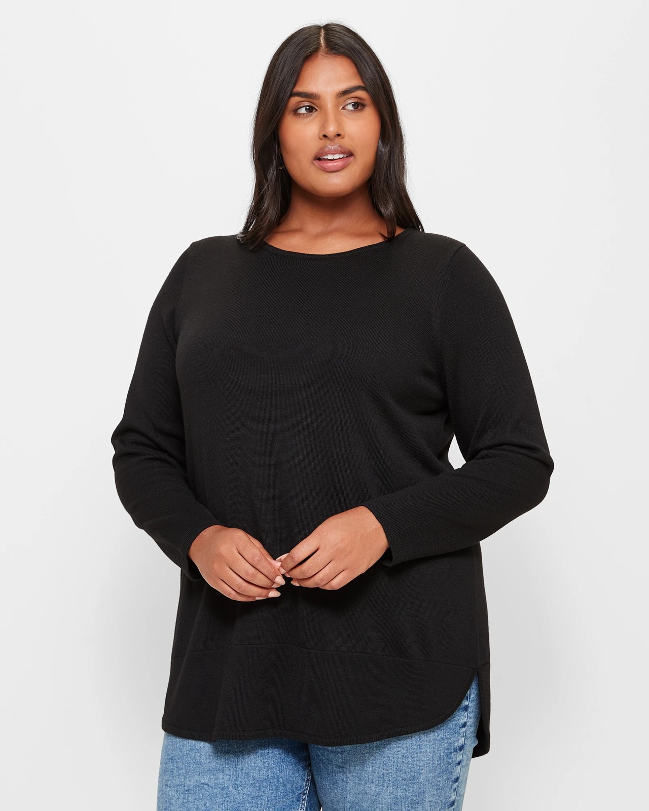 Plus Size Curve Hem Knit Jumper Target Australia