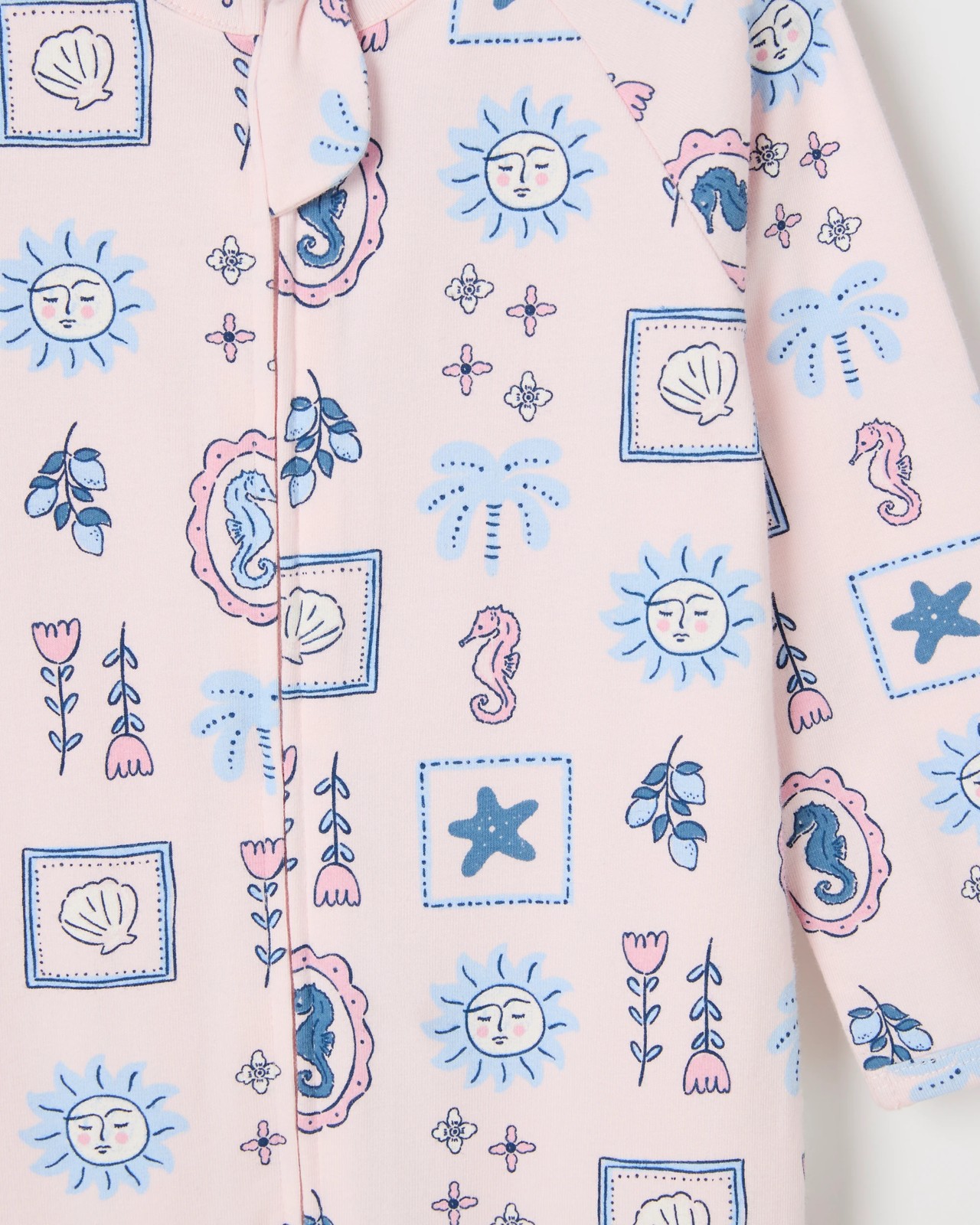 Baby Organic Cotton Zip Front Footless Coverall - Ballets Sea Tile 5 of 5