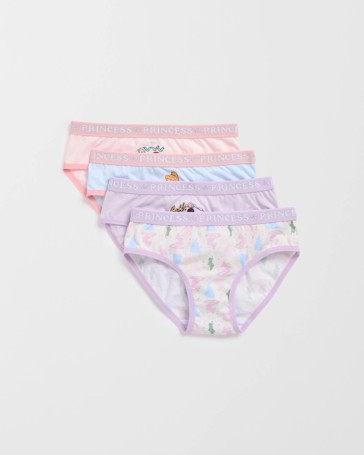 Disney Princesses Australian Cotton 4 Pack Younger Girls Briefs