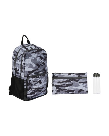 Anko 3 Piece Camo Backpack Set, Grey