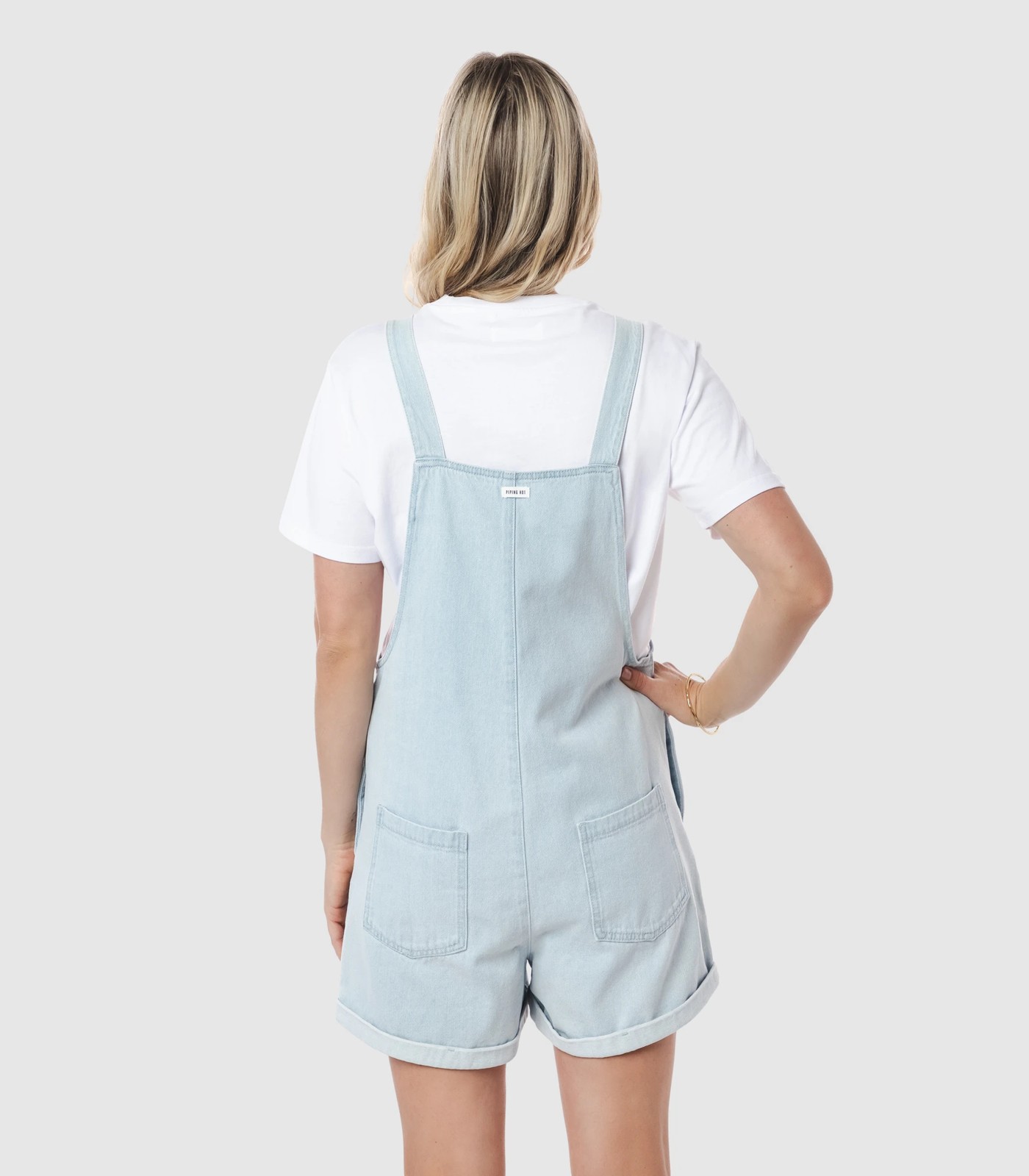 Womens Round Neck Mild Wash Dungarees