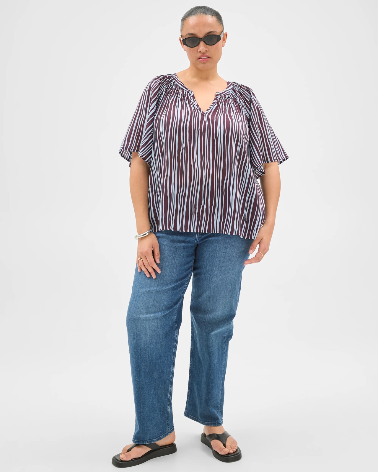 Plus Size Lyocell Short Sleeve Femme Blouse 2 of 6