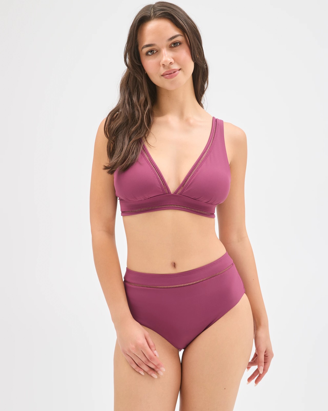 Shape Your Body Resort Ladder Trim High Waisted Matte Micro Swim Bikini Bottoms - Fig 2 of 6