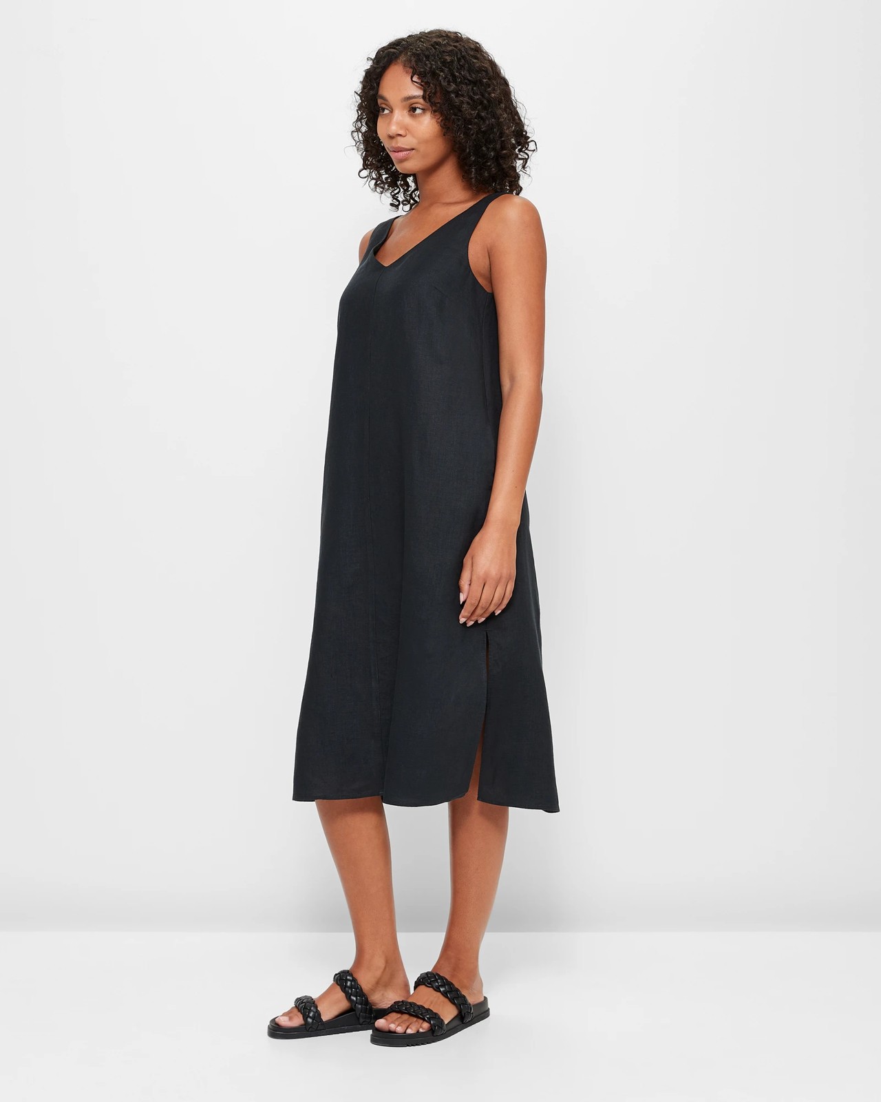 European Linen V-Neck Midi Dress | Target Australia