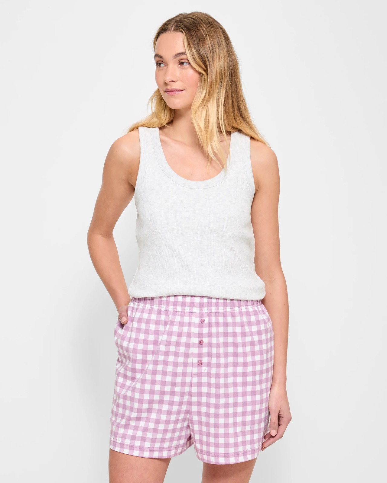 Jersey Sleep Boxer Shorts Pink Gingham Target Australia