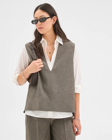 Preview Sleeveless Deep V-Neck Tailored Vest
