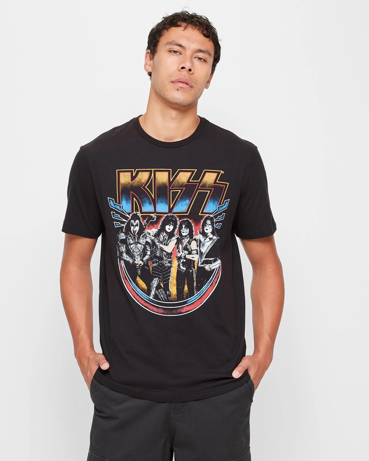 Kiss Men's Group Band T-Shirt with Short Sleeves, Sizes S-3XL