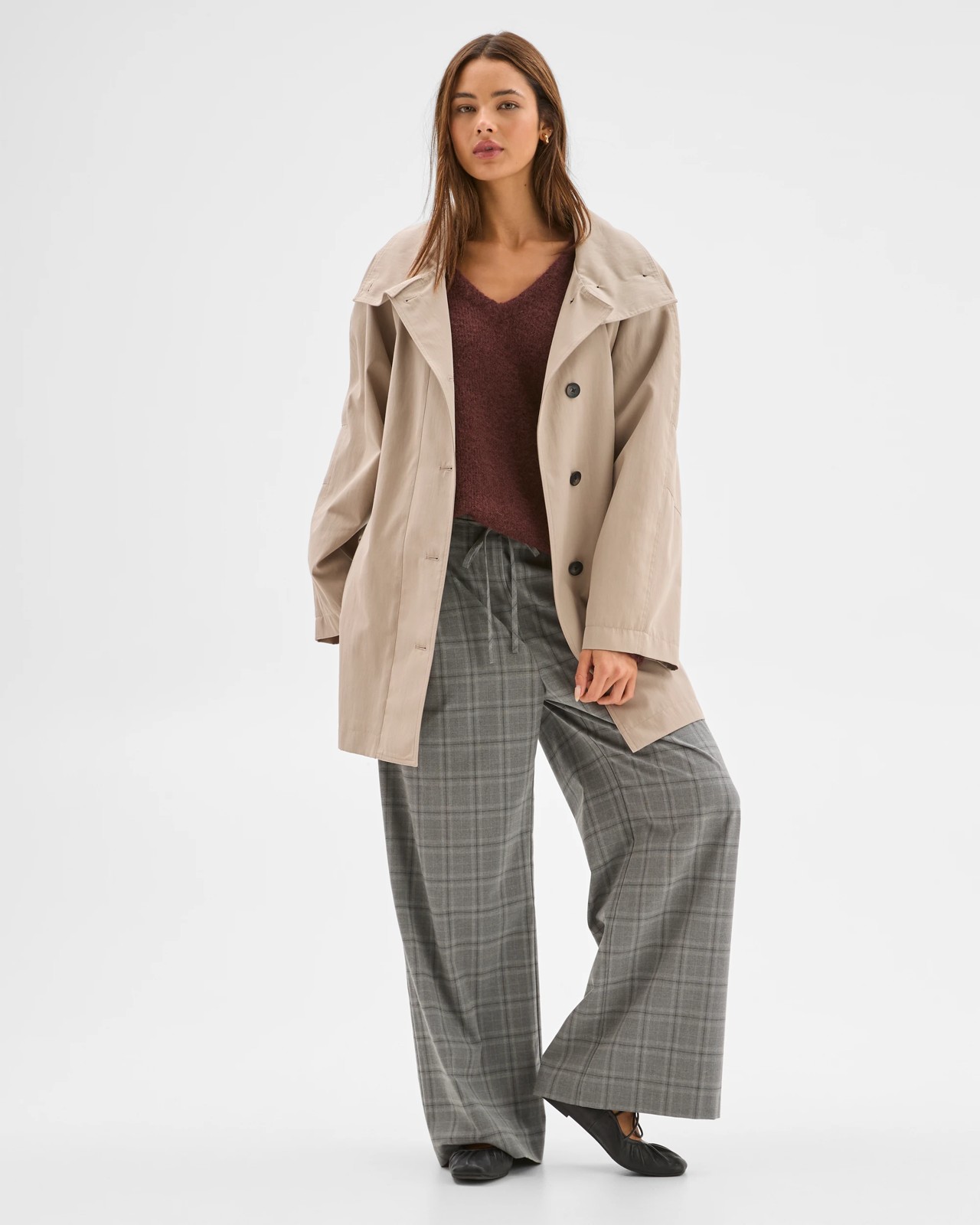 Lily Loves Australian Cotton Blend Funnel Neck Short Trench Coat 2 of 5